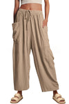 Diani Linen Blend Drawstring Waist Pocketed Loose Pants