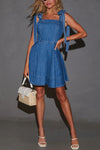 Stylish Lace-up Backless Stretch-fitting Denim Mini Dress