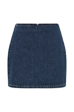 Modern Flavor Denim High Rise Back Zipper A-line Stretch Mini Skirt