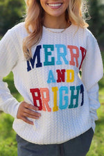 Monogram Cable Knit Long Sleeve Pullover Sweatshirt