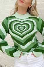 Color Block Multicolor Heart Shape Pullover Long Sleeve Sweater