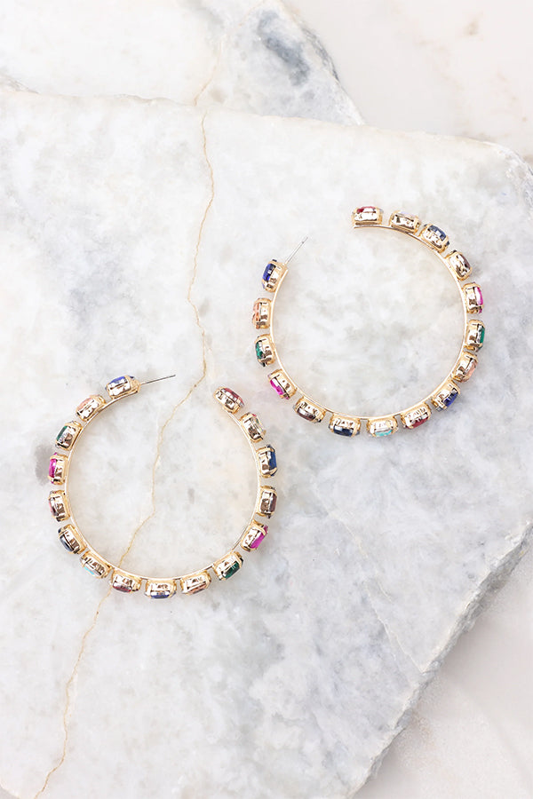 Oval Multicolored Diamond Earrings