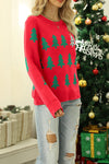 Christmas Print Crew Neck Long Sleeve Sweater