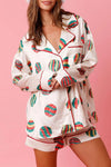 New Year's Eve Fun Martini Printed Elastic Waist Pocket Pajama Shorts Set