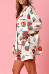 New Year's Eve Fun Martini Printed Elastic Waist Pocket Pajama Shorts Set