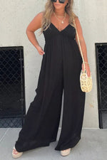 Effortless Back Tie-up Pocketed Wide Leg Cami Jumpsuit