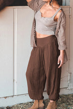 Loose wide leg trousers with leggings and sports trousers