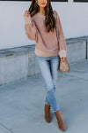 Knitted Striped Round Neck Dolman Sleeve Casual Loose Sweater