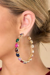 Oval Multicolored Diamond Earrings