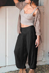 Loose wide leg trousers with leggings and sports trousers