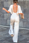 Light of Darkness Flutter Sleeve Sequin Jumpsuit