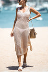 Maine Crochet Hollow Out Slit Cover-up Beach Dress