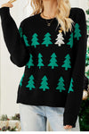 Christmas Print Crew Neck Long Sleeve Sweater