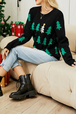 Christmas Print Crew Neck Long Sleeve Sweater