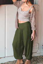 Loose wide leg trousers with leggings and sports trousers