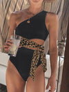 One-Shoulder Leopard Print One-Piece Swimwear