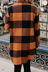 Lapel Plaid Long Sleeve Coat