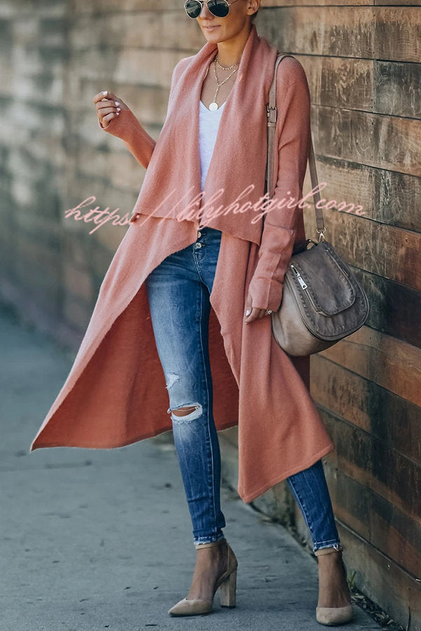 Fireside Pocketed Oversized Drape Neckline Knit Cardigan