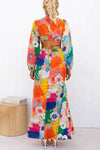 Bloom Forever Floral Print Cutout Elastic Waist Maxi Dress