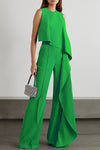 Amazing Views Irregular Hem Wide Leg Formal Party Jumpsuit