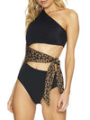 One-Shoulder Leopard Print One-Piece Swimwear