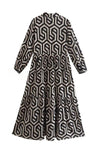 Marley Geometric Figure Print Loose Shirt Midi Dress