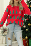 Christmas Print Crew Neck Long Sleeve Sweater