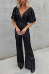 Light of Darkness Flutter Sleeve Sequin Jumpsuit