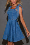 Stylish Lace-up Backless Stretch-fitting Denim Mini Dress