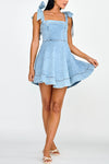 Stylish Lace-up Backless Stretch-fitting Denim Mini Dress