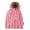 Knitted hat with plush padded fur ball