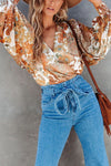 Chat with Me Floral Drape Blouse