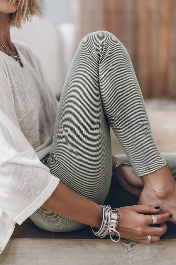 Comfy Days At Home or Streets Knit Ribbed Stretch Leggings