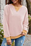 Fashionable Contrasting Color Loose Long-sleeved Casual Sweatshirt