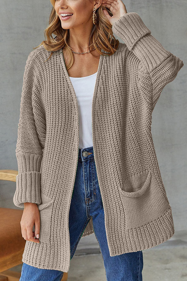 loose mid length sweater cardigan coat large size casual