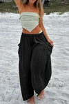 Diani Linen Blend Drawstring Waist Pocketed Loose Pants