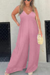 Effortless Back Tie-up Pocketed Wide Leg Cami Jumpsuit